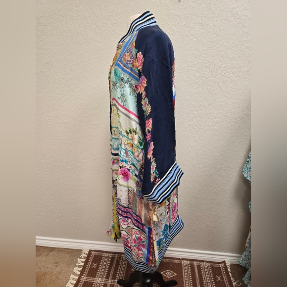 JOHNNY WAS NWT Printed Silk FIORI LONG COAT Duster REVERSIBLE Kimono Small - Picture 8 of 16